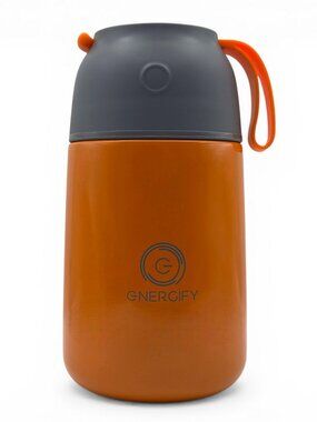 Energify Insulated Food Jar 24oz Bowl Folding Spoon Cup Stainless Steel - ORANGE